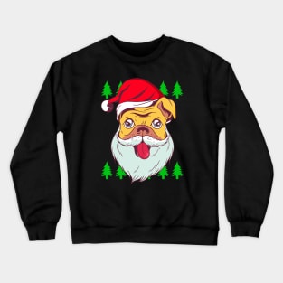 Funny Santa Pug Hat Dog Ugly Christmas Tree Pugmas Xmas Gift Crewneck Sweatshirt